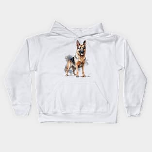 German Shepherd Watercolor Style Kids Hoodie